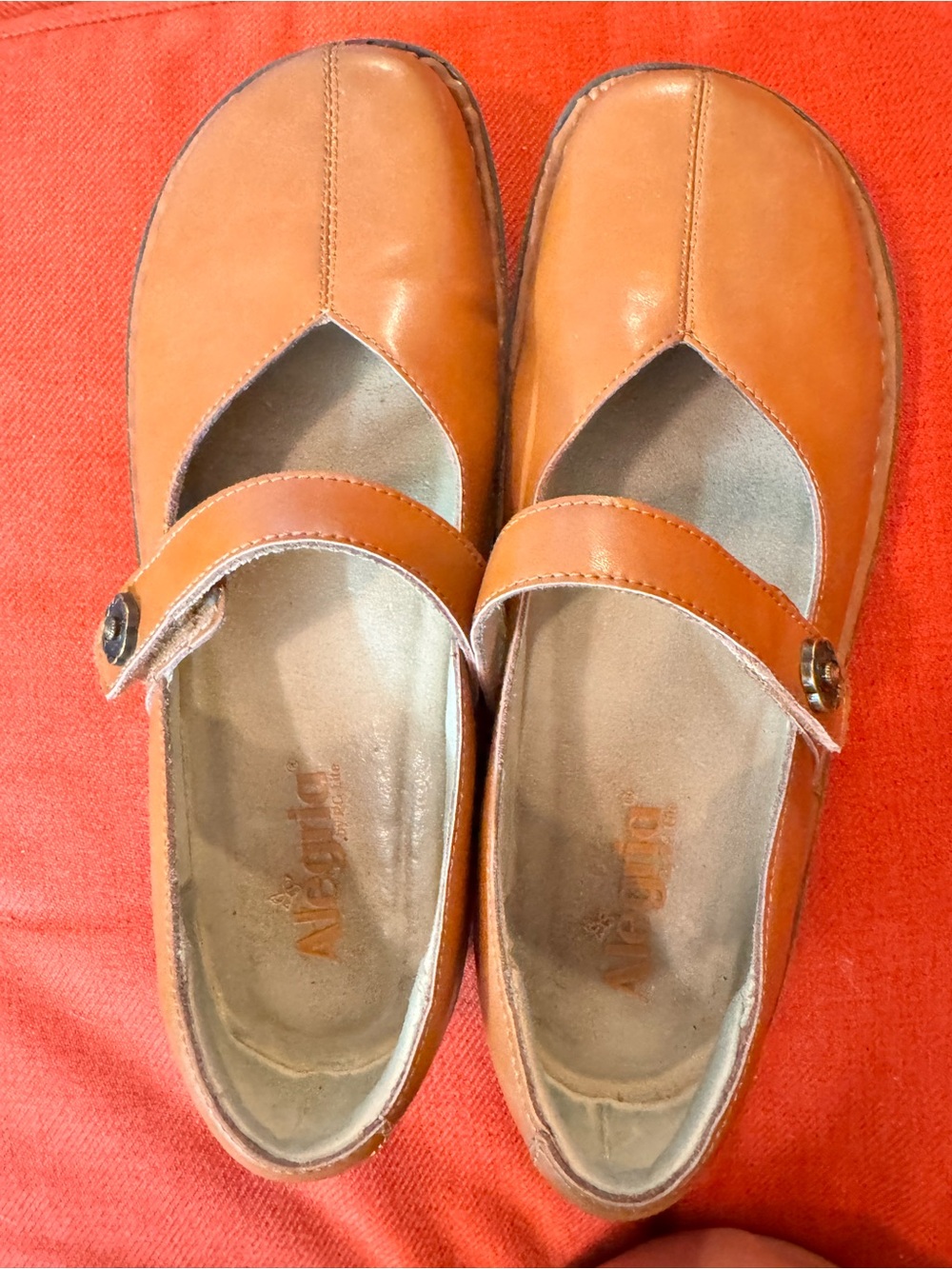 Tan Leather Mary Jane ALEGRIA Flats, PG lite FAY 41 6463X